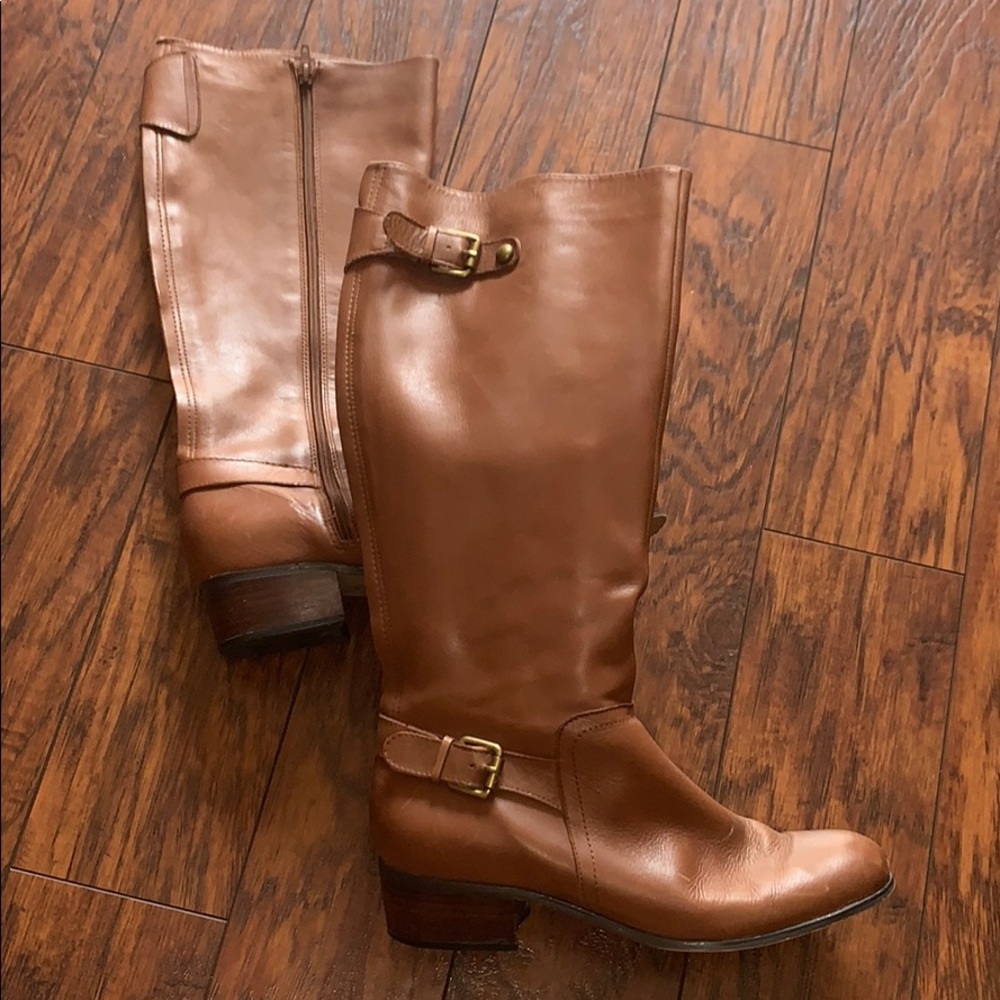 Brown leather boots